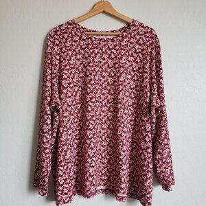 Lands' End Relaxed Supima Cotton T-Shirt Ditsy Floral Red/Multi Women's 2X Plus